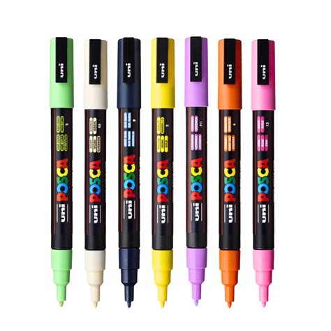 Set 7 Markere Uni Posca Mitsubishi PC 3M Fine Tip Pen Multicolor