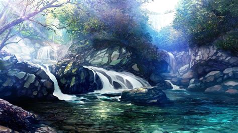 anime waterfall wallpapers wallpaper cave