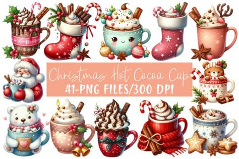 Cute Christmas Hot Cocoa Cup Clipart Graphic By Sublimation Design