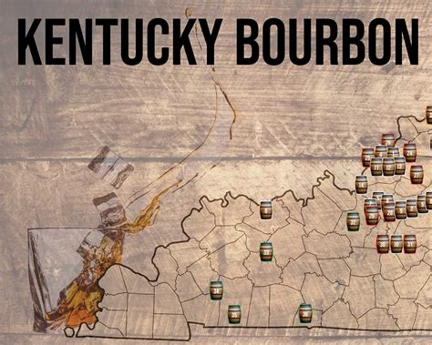 Kentucky Bourbon Distilleries Map Push Pin Map Bourbon Trail Wall Art