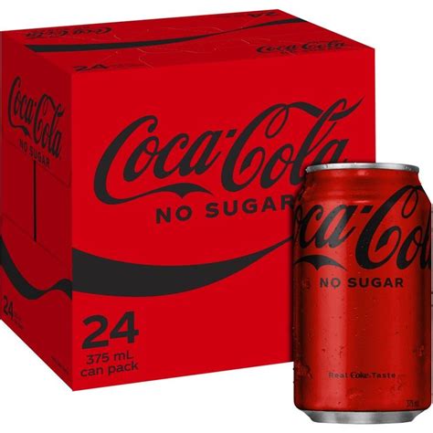 Coca Cola No Sugar Soft Drink Cans 375ml X 24 Pack Big W Coca Cola