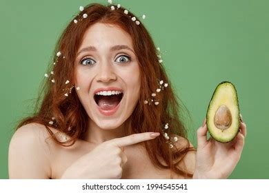 Beautiful Smiling Half Naked Topless Redhead Stock Photo 2106320894