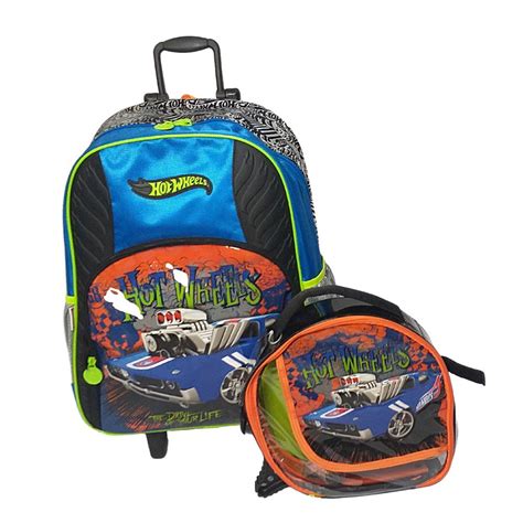 Mochila Rodas Hot Whells Mais Lancheira Azul Sestini Welban