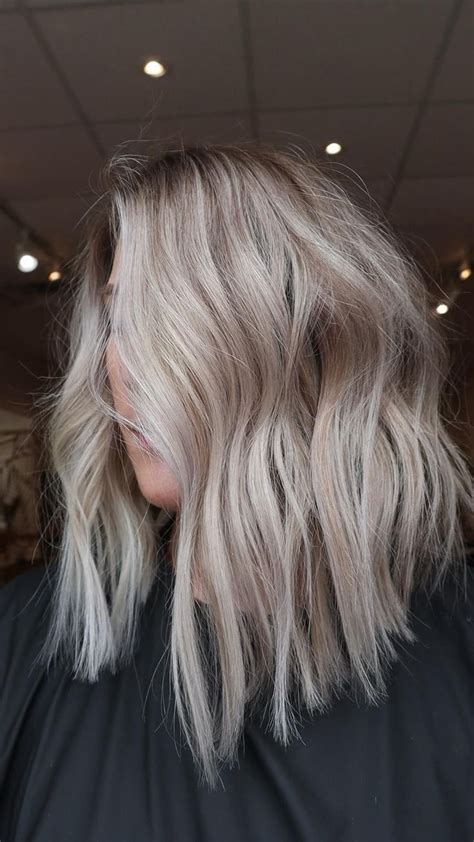 Icy Blonde Lob Bright Hair Hair Highlights Short Hair Brown