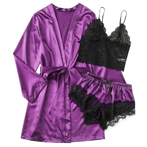 Women S Lace Lingerie Satin Silk Pajamas Women Nightdress Lingerie Robes Underwear Sleepwear