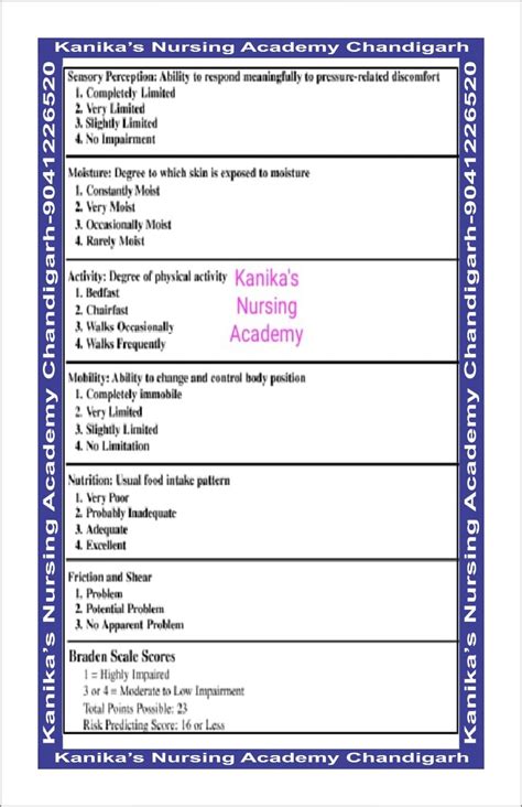 Braden Scale Score Kanikas Nursing Academy