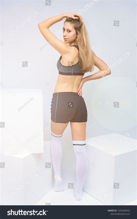 Concept Portrait Beautiful Fitness Girl Blonde Stock Photo 1254266554 Shutterstock