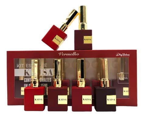 Caixa Coleção Esmaltes Em Gel Nude Vermelha Kaisa Parcelamento sem juros