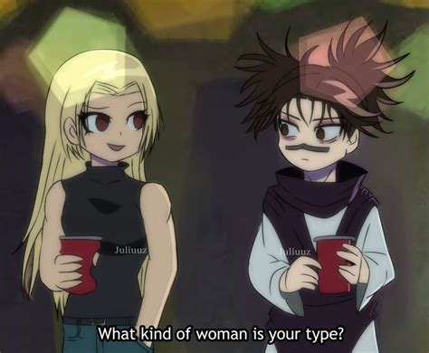 Two Anime Characters Standing Next To Each Other With Text That Reads