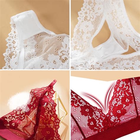 ZXYOUPING Women Lingerie Set Bra Panties Sexy Lace Bra Thong Set Wireless No Padding No Breast