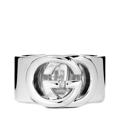 Gucci Sterling Silver 10mm Interlocking G Band Ring 54 675 560535