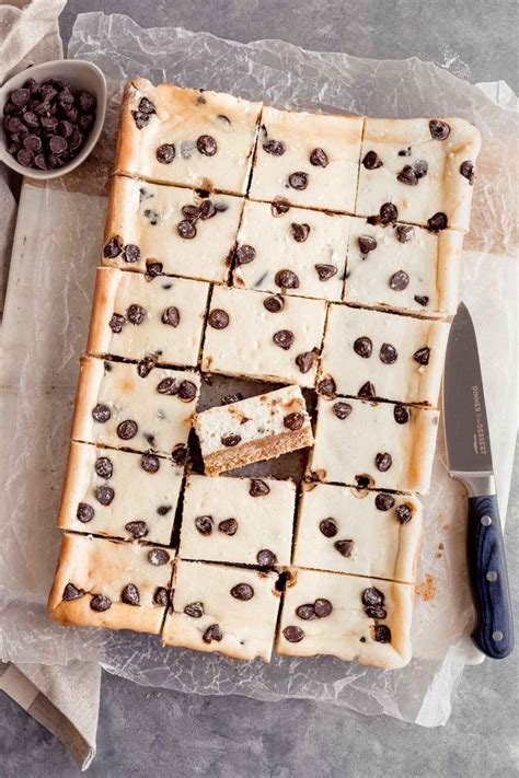 Chocolate Chip Cheesecake Bars Recipe Dinner Then Dessert