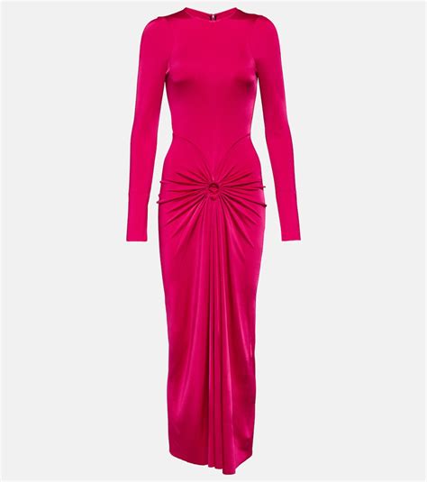 Gathered Jersey Midi Dress In Pink Victoria Beckham Mytheresa