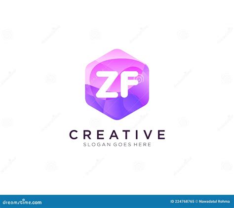 Zf Initial Logo With Colorful Hexagon Modern Business Alphabet Logo