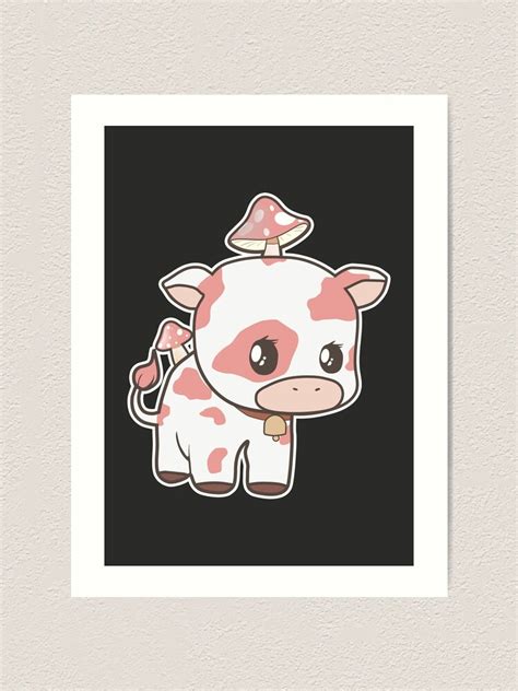 Mooshroom Cute Kawaii Cow With Mushrooms Vacas Kawaii Art Print