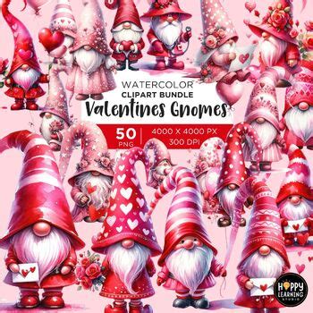 Watercolor Valentine Gnomes Png Clipart Cute Valentine S Day Png Files