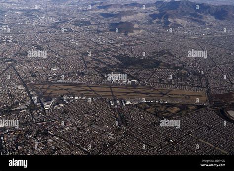 Airport Of Mexico City Area Aerial View Panorama From Airplane