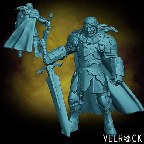 3d Printable Male Human Paladin With Greatsword Presupported By