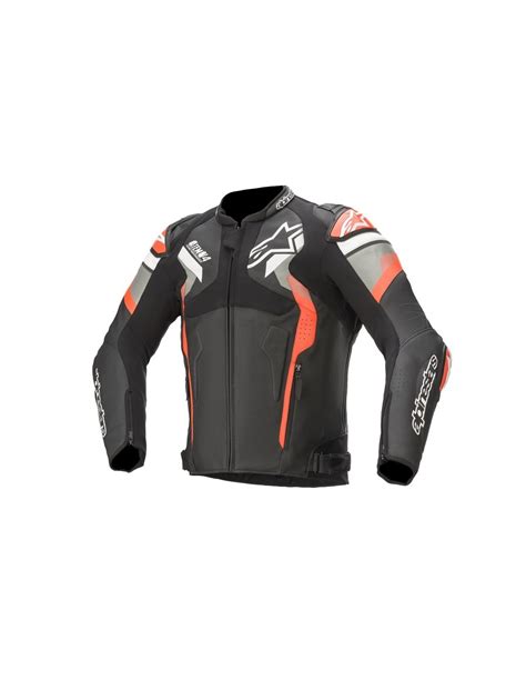 Chaqueta Piel Alpinestars Atem V Negro Gris Rojo Fl Or Talla Chaqueta