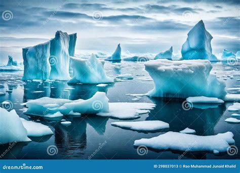 Icebergs in the sea stock illustration. Illustration of mountain ...