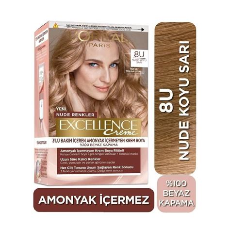 Loreal Paris Excellence Nude Renkler Creme Set Boya Nude Koyu Sarı 8U Platin