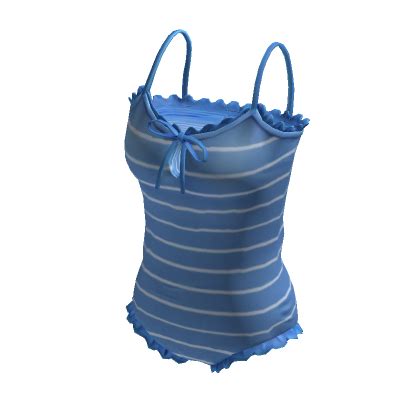 One Piece Bikini Bodysuit Swimsuit Blue Stripes Roblox