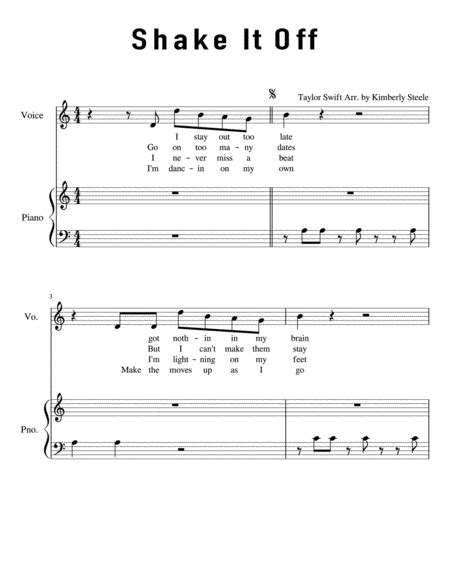 Shake It Off Arr Kimberly Steele By Taylor Swift Sheet Music For