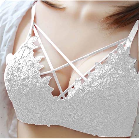 Alllist Push Up Bras For Women Plus Size No Wire Padded Lingerie Cozy White Lace Plain Bralette