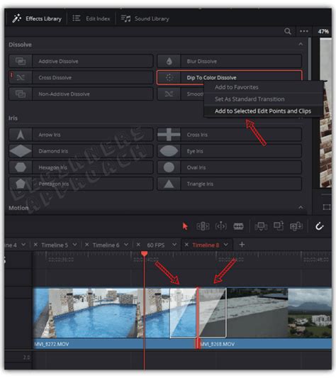 davinci how to add transition