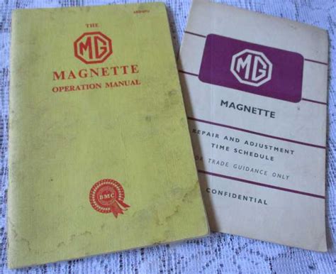 Cars The Mg Magnette Operation Manual And Repair And Adjustment Time