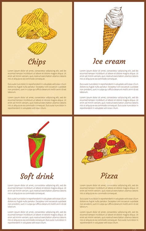 Chips And Ice Cream Posters With Headlines Set Template Download On Pngtree