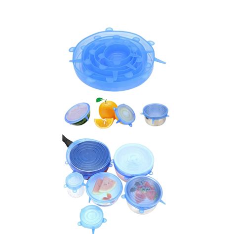 Reusable Silicone Stretch Lids Keep Your Food Fresh Set Of 6 Blue