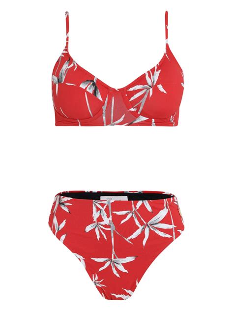 Brigitte Bamboo Print Bikini Set Red FARFETCH UK