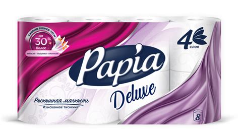 Бумага туалетная Papia Deluxe Белая 4-слойная 8 рулонов с бесплатной ...