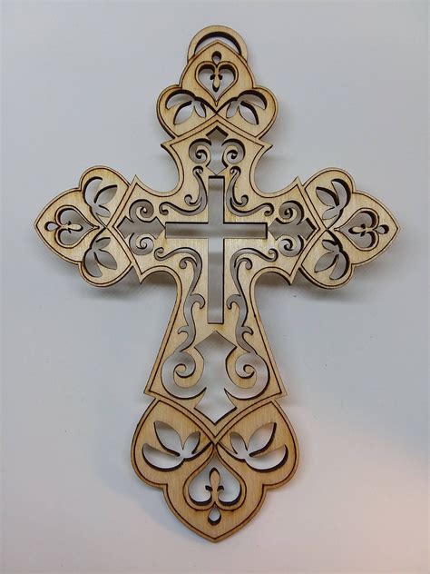 Wooden Cross Laser Cut Cross Wood Cross Home Decor Etsy