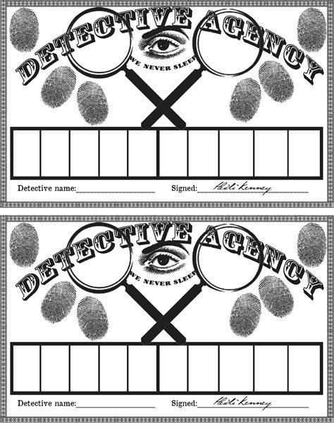 Printable Detective Id Card Template Printable Words Worksheets