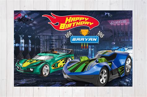 Hot Wheels Birthday Banner Backdrop Wall Art Decor Custom Etsy