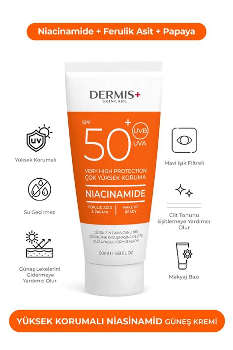 DERMIS PLUS Niacinamide 50 Spf Güneş Kremi: Leke Karşıtı, Ton ...