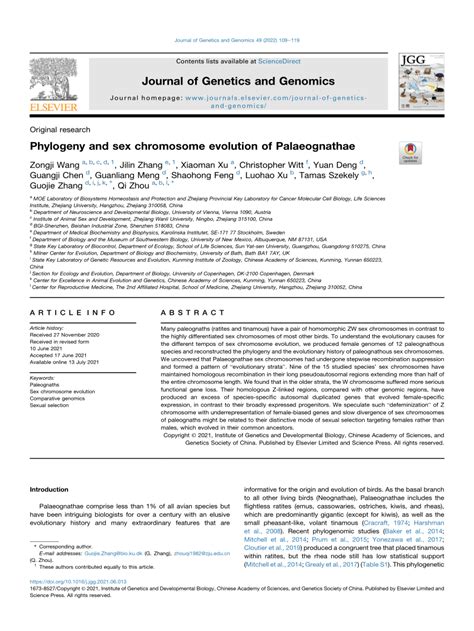 PDF Phylogeny And Sex Chromosome Evolution Of Palaeognathae