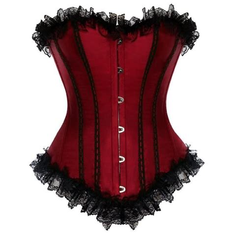 Bustier Femme Bustier Sexy En Satin D Soss Avec Bordure En Dentelle Lingerie Rayures Showgirl