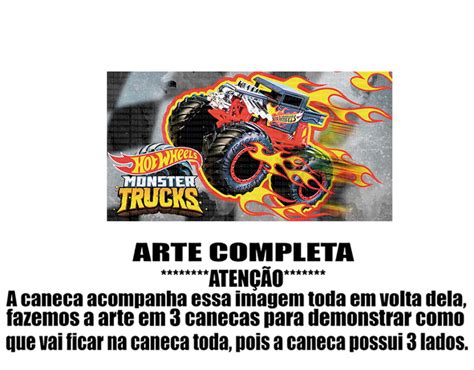 Caneca Polímero Hot Wheels Monster Trucks Personalizada Elo