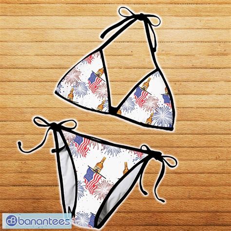 Captain Morgan American Flag Fireworks String Bikini Set Swimsuit Beach