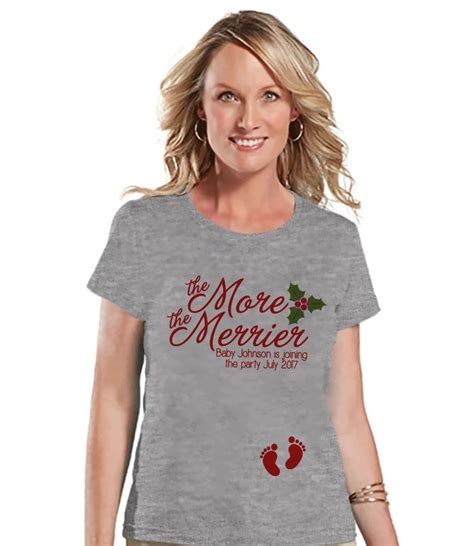 More The Merrier Women S Grey Christmas Shirt Ladies Holiday Top Future Mom T Shirt Chr