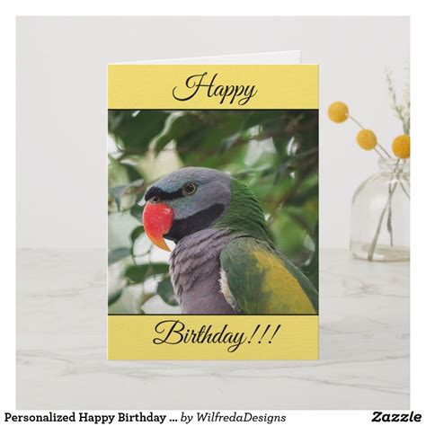 Personalized Happy Birthday Derbyan Parakeet Card Birthday Cards For