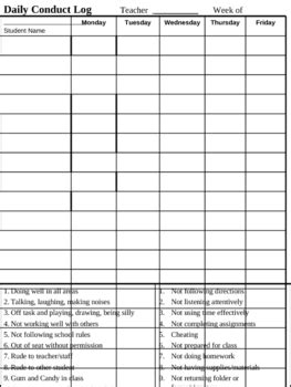 conduct chart   texas teacher teachers pay teachers