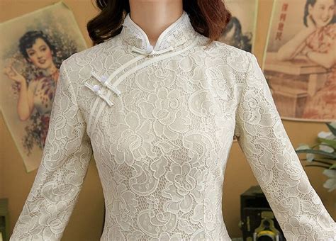 Sheng Coco Sexy Lace White Evening Cheongsam Long Sleeve Long Woman