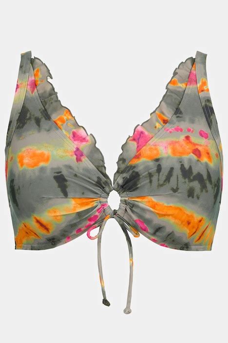 Tie Dye Stripe Front Lined Bikini Set Loden Green Ulla Popken