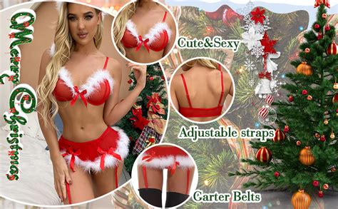 Amazon Banamic Women Christmas Lingerie Set Santa Bra And Panty