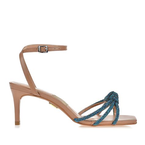 UZA Shoes Sandália Salto Médio New Couro Nude Coleção Outono inverno