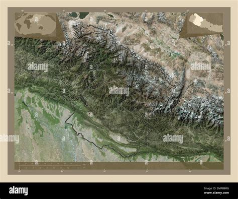 Región de desarrollo del Medio Oeste de Nepal Mapa satelital de alta